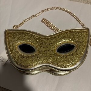 Golden lily Mardi Gras mask crossbody bag purse gold